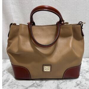 Dooney & Bourke Brenna Leather Pebbled Satchel Handbag Tan/Brown Keychain Chic